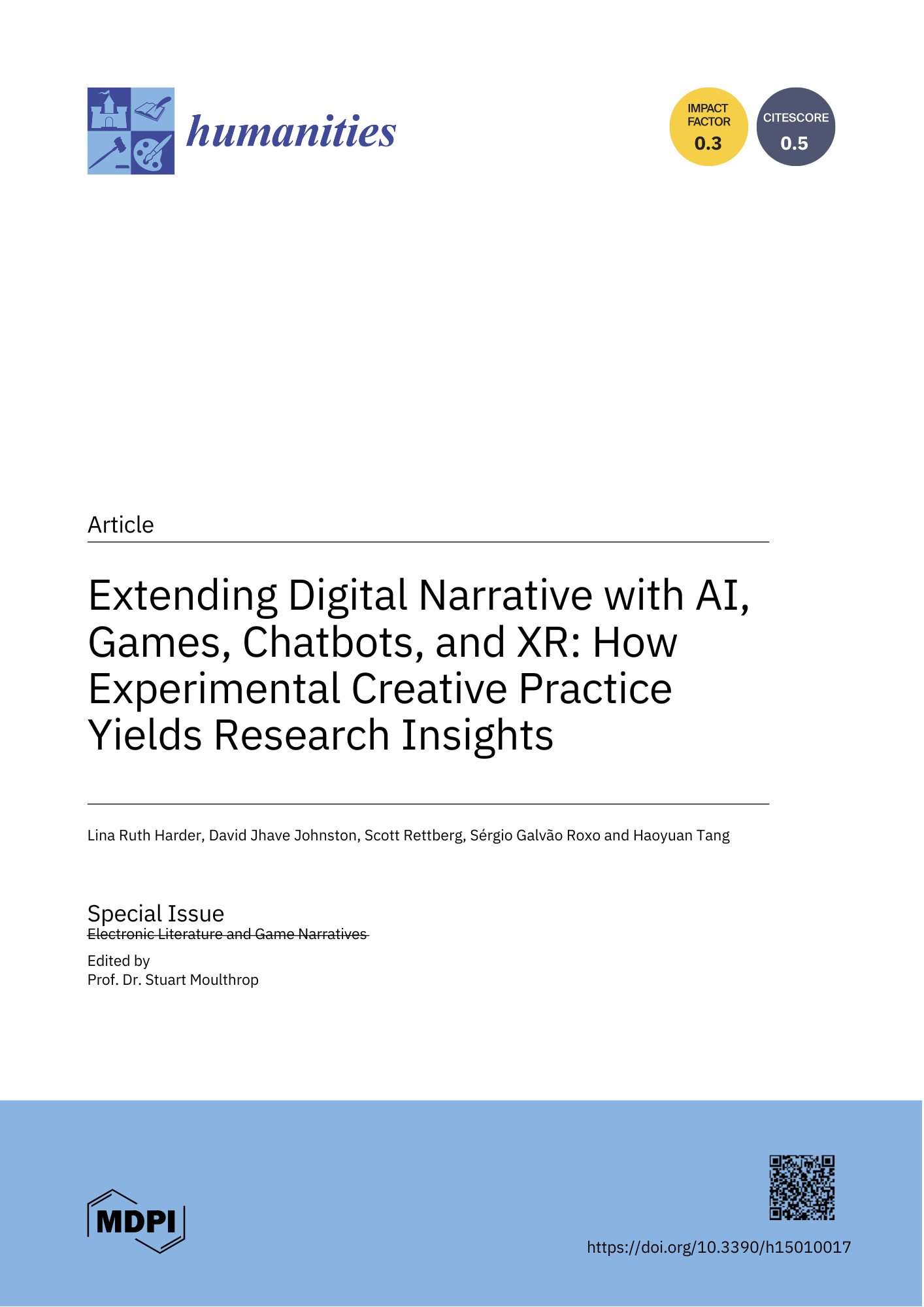 Humanities journal article cover